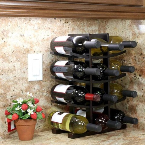 STOJAK NA WINO BAMBUSOWY TODGAR CZARNY