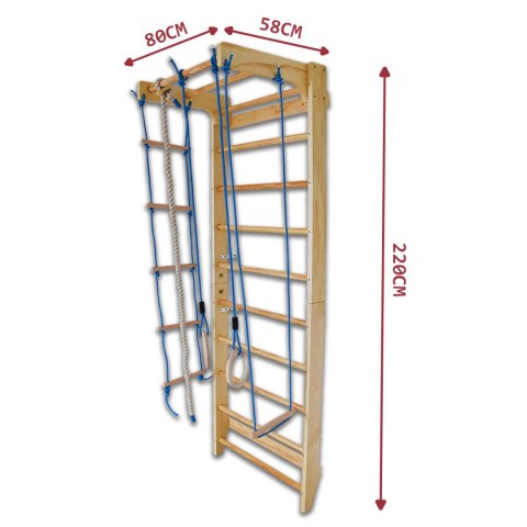 Drabinka gimnastyczna z dodatkowymi elementami 220cm Bituxx Drabinka gimnastyczna z dodatkowymi elementami 220cm Bituxx