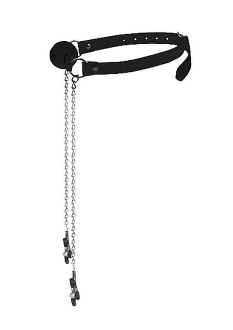 Ball Gag with Nipple Clamps - Black Boss of toys