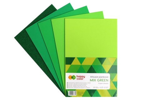 Arkusze piankowe MIX GREEN A4 5 ark 5 kolorów 2 rodzaje Arkusze piankowe MIX GREEN A4 5 ark 5 kolorów 2 rodzaje