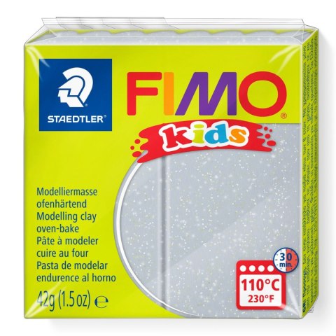 Kostka FIMO Kids 42g srebrny brokatowy masa termoutwardzalna Staedtler