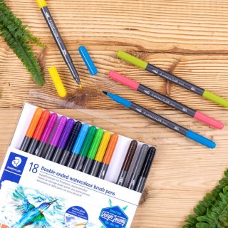 Pisak dwustronny brush pen do akwareli 1-6 i 0.5-0.6mm 18 kol. Staedtler