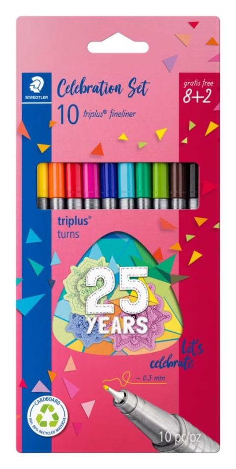 Cienkopis Triplus 03 mm 10 kol. (8+2 gratis) w opak. Staedtler Cienkopis Triplus 03 mm 10 kol. (8+2 gratis) w opak. Staedtler