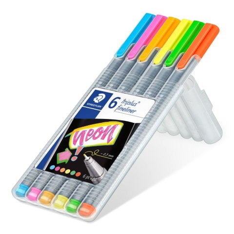 Cienkopis triplus trójkątny 0.3 mm 6 kol. NEON w etui box Staedtler
