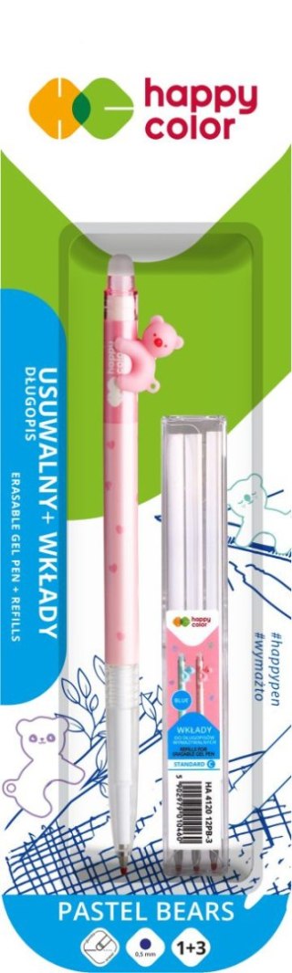 Długopis wymazywalny 0.5 mm niebieski 1 szt. + 3 wkłady na blistrze