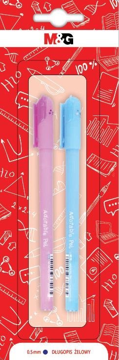 Długopis żelowy Adorable Pets 0.5mm niebieski różne motywy 2szt blister MG