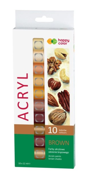 Farba akrylowa zestaw 10 kolorów x 12 ml odcienie brązowego