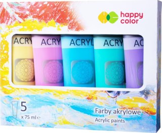 Farba akrylowa zestaw 5 kolorów x 75 ml kolory pastel