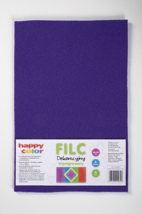 Filc dekoracyjny impregnowany 4mm 5 ark 20x30cm fioletowy Filc dekoracyjny impregnowany 4mm 5 ark 20x30cm fioletowy