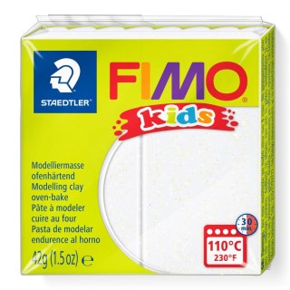 Kostka FIMO Kids 42g biały brokatowy masa termoutwardzalna Staedtler