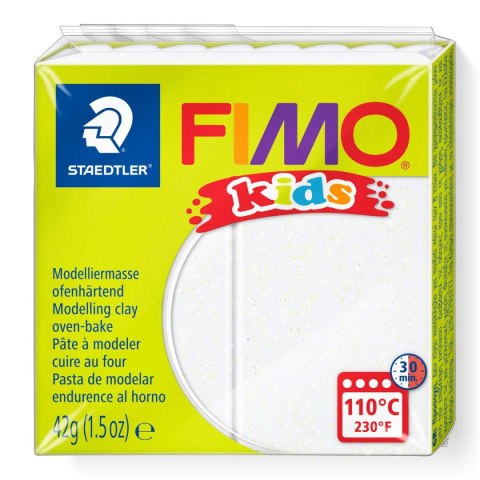 Kostka FIMO Kids 42g biały brokatowy masa termoutwardzalna Staedtler