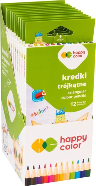 Kredki drewniane szkolne trójkątne 12 kol. KOLOR2