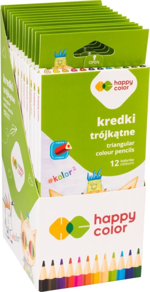 Kredki drewniane szkolne trójkątne 12 kol. KOLOR2 Kredki drewniane szkolne trójkątne 12 kol. KOLOR2