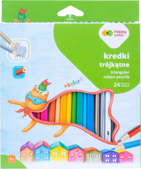 Kredki drewniane szkolne trójkątne 24 kol. KOLOR2 Kredki drewniane szkolne trójkątne 24 kol. KOLOR2
