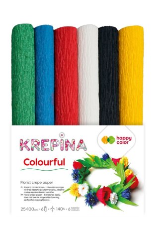Krepina marszczona 25x100cm MIX Colorful 6 kol. 6 rolek