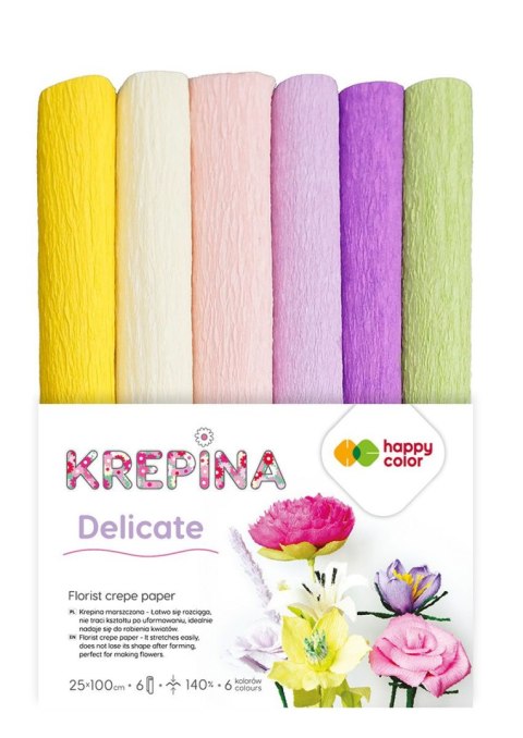 Krepina marszczona 25x100cm MIX Delicate 6 kol. 6 rolek Krepina marszczona 25x100cm MIX Delicate 6 kol. 6 rolek
