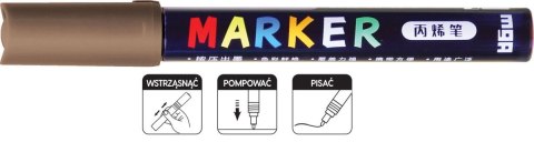 Marker akrylowy 1-2 mm brązowy metalik MG Marker akrylowy 1-2 mm brązowy metalik MG