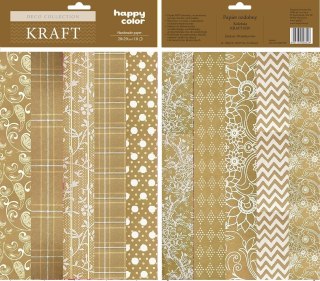 Papiery ozdobne KRAFT mix 10 motywów 20x29cm 10 ark