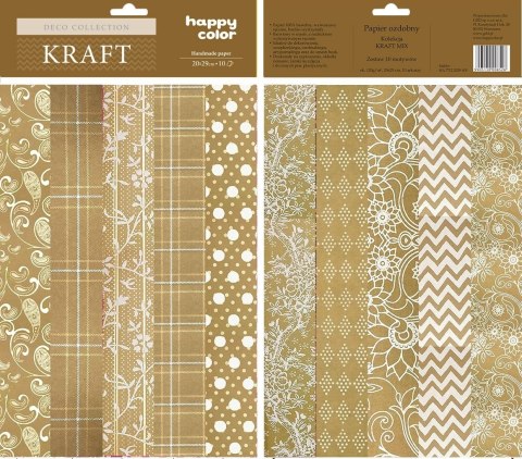 Papiery ozdobne KRAFT mix 10 motywów 20x29cm 10 ark Papiery ozdobne KRAFT mix 10 motywów 20x29cm 10 ark