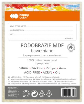 Podobrazie bawełniane 24x30 impregnowane naturalne tablica malarska MDF 4mm