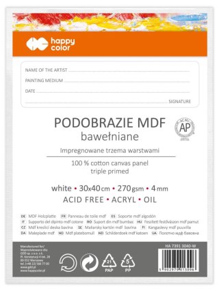 Podobrazie bawełniane 30x40 impregnowane białe tablica malarska MDF 4mm