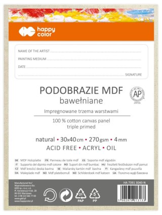 Podobrazie bawełniane 30x40 impregnowane naturalne tablica malarska MDF 4mm