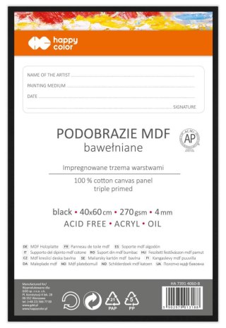 Podobrazie bawełniane 40x60 impregnowane czarne tablica malarska MDF 4mm