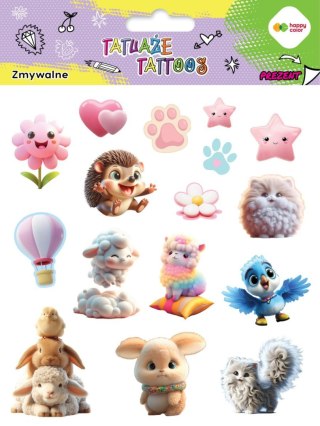 Tatuaże zmywalne ANIMALS FLUFFY rozm. 150x200 mm
