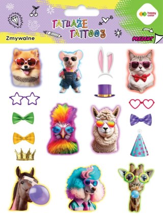 Tatuaże zmywalne ANIMALS FUNNY rozm. 150x200 mm