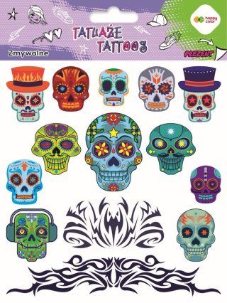 Tatuaże zmywalne BLUE SKULLS rozm. 150x200 mm