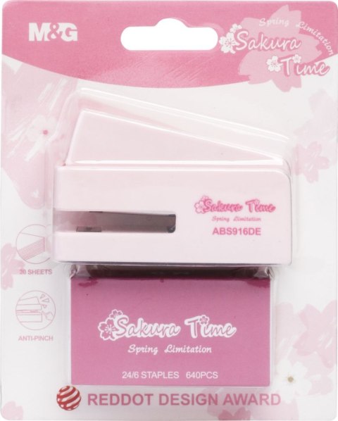 Zszywacz mini Sakura + zszywki 24/6 20 kartek głębokość zszywania 35mm MG Zszywacz mini Sakura + zszywki 24/6 20 kartek głębokość zszywania 35mm MG