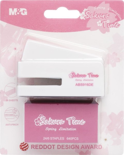 Zszywacz mini Sakura + zszywki 24/6 20 kartek głębokość zszywania 35mm MG Zszywacz mini Sakura + zszywki 24/6 20 kartek głębokość zszywania 35mm MG