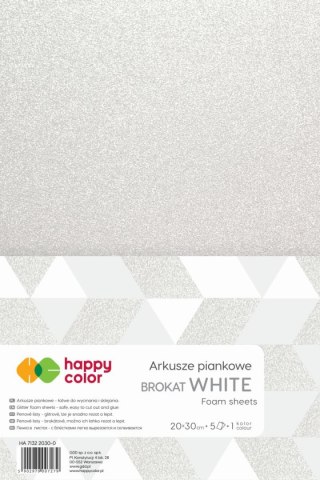 Arkusze piankowe brokatowe A4 5 ark białe