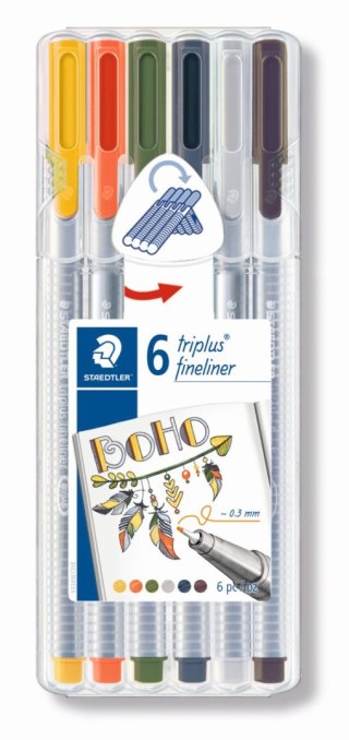 Cienkopis triplus 0.3 mm BOHO 6 kol. w etui Staedtler