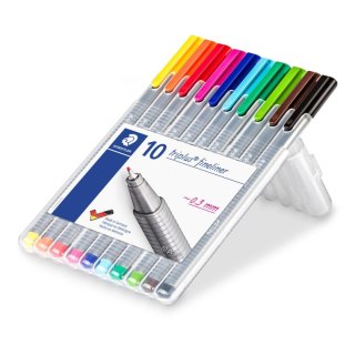 Cienkopis triplus trójkątny 0.3 mm 10 kol. w etui box Staedtler