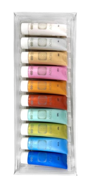 Farba akrylowa zestaw 10 kolorów x 12 ml metaliczne