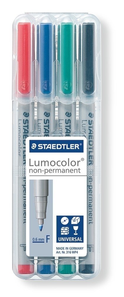 Foliopis Lumocolor F zmywalny 4 kol. (2 3 5 9) w etui box Staedtler Foliopis Lumocolor F zmywalny 4 kol. (2 3 5 9) w etui box Staedtler