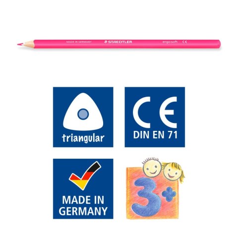 Kredki ergosoft trójkątne 12 kol. w etui Staedtler