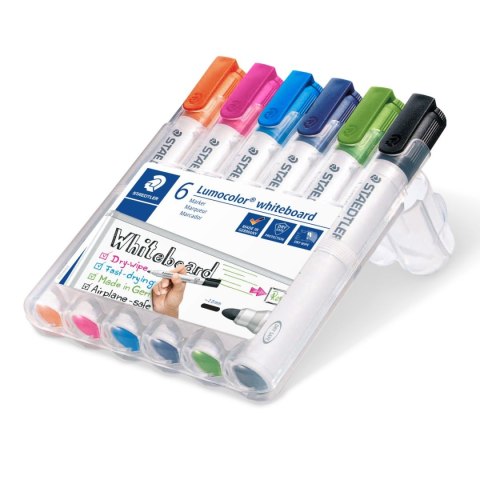 Marker Lumocolor whiteboard okrągły 6 kol (4 20 30 3 53 9) w etui Staedtler