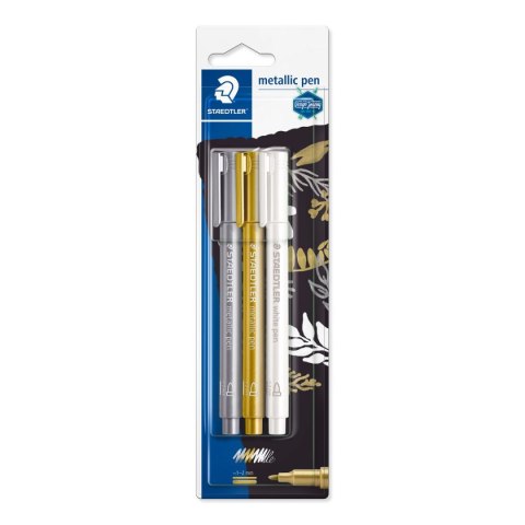 Marker metaliczny okrągła końcówka M 3 kol (0 11 81) blister Staedtler Marker metaliczny okrągła końcówka M 3 kol (0 11 81) blister Staedtler