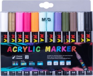 Markery akrylowe 1-2mm zestaw 12 szt MG