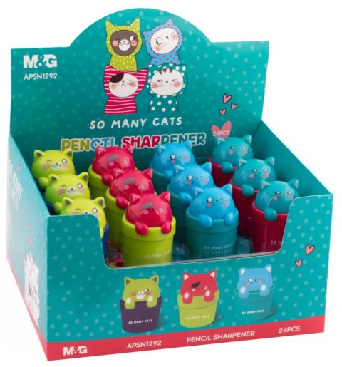 Temperówka pojedyncza z pojemnikiem So Many Cats MG