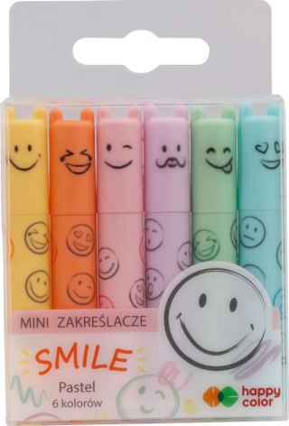 Zakreślacze mini Smile 6 kol. pastelowych