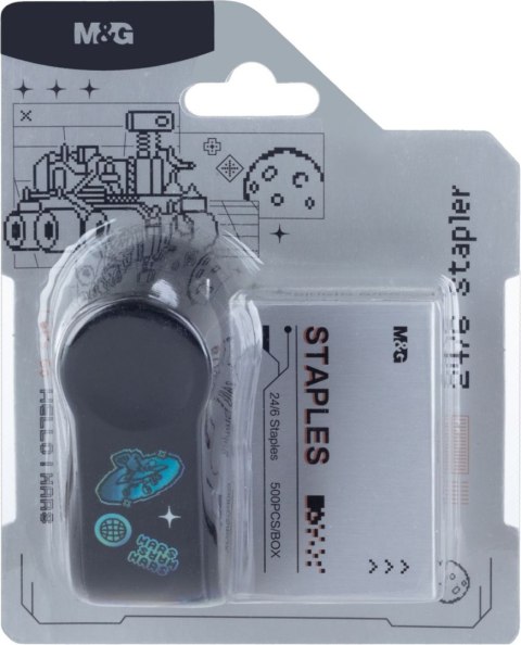 Zszywacz mini Hello Mars zszywki 24/6 20 kartek głębokość zszywania 35mm MG Zszywacz mini Hello Mars zszywki 24/6 20 kartek głębokość zszywania 35mm MG