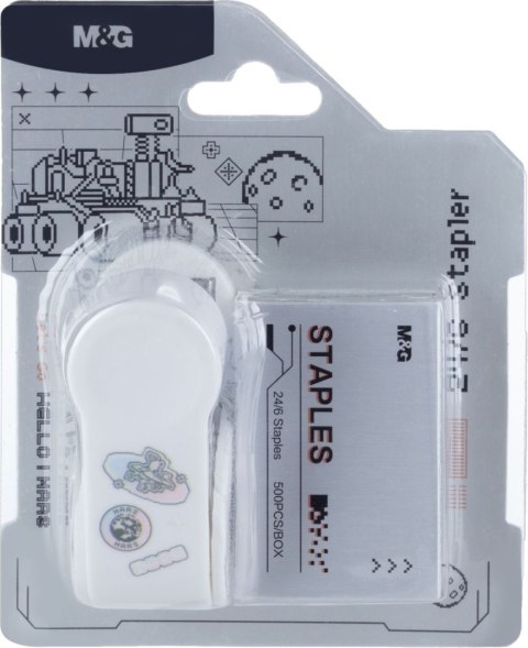 Zszywacz mini Hello Mars zszywki 24/6 20 kartek głębokość zszywania 35mm MG Zszywacz mini Hello Mars zszywki 24/6 20 kartek głębokość zszywania 35mm MG