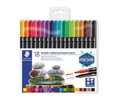 Flamastry dwustronne wodoodporne Design Journey 18 kol Staedtler Flamastry dwustronne wodoodporne Design Journey 18 kol Staedtler
