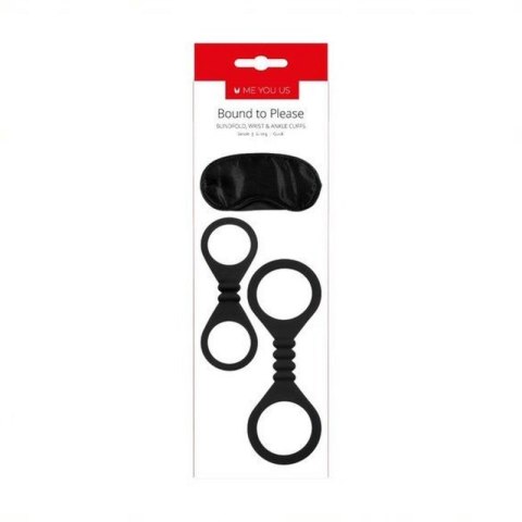 Kajdanki- Me You Us Bound To Please Blindfold Wrist And Ankle Cuffs Black Boss of toys