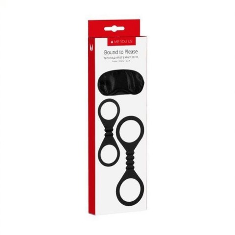 Kajdanki- Me You Us Bound To Please Blindfold Wrist And Ankle Cuffs Black Boss of toys