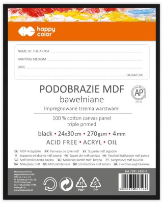 Podobrazie bawełniane 24x30 impregnowane czarne tablica malarska MDF 4mm