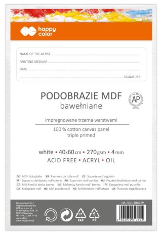 Podobrazie bawełniane 40x60 impregnowane białe tablica malarska MDF 4mm